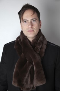 Dark brown rex fur scarf - Unisex